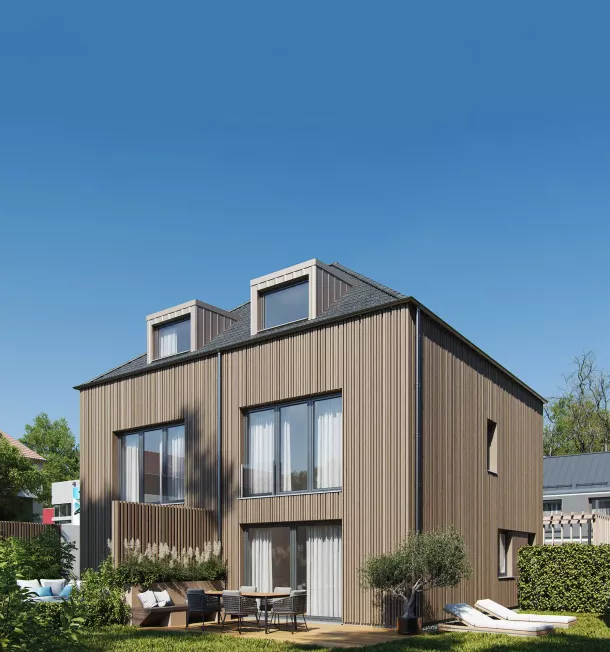 Rosentritt Wohnbau GmbH zweier Doppelhaushalften Architektur Visualisierung